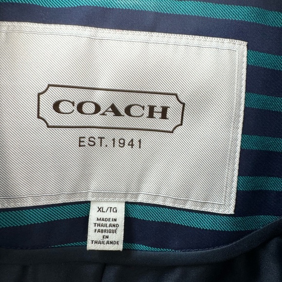 COACH Blue Green Belted Mid Trench Jacket/Coat XL - Picture 7 of 8